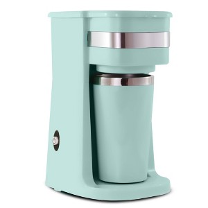 Elite Cuisine Personal Coffee Maker with Thermal Travel Mug - Mint - 1 of 4