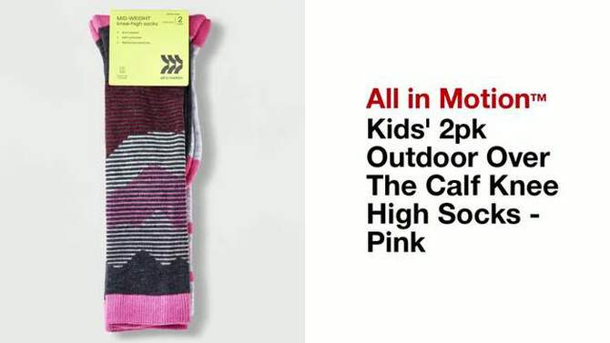 Kids' 2pk Outdoor Over The Calf Knee High Socks - All In Motion™ Pink , 2 of 5, play video