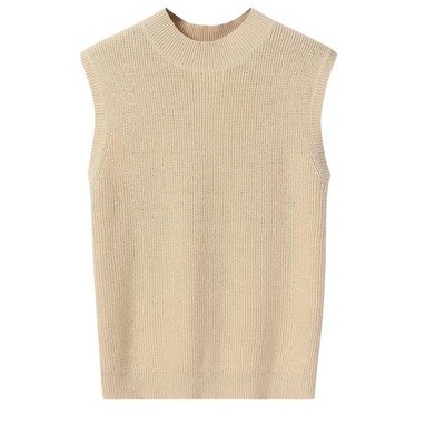 Women's Cap Sleeve Knit Pullover Sweater Crew Neck Tank Tops