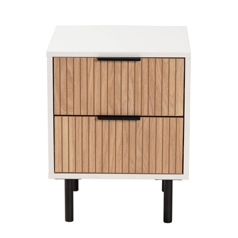 Karima Two tone Wood And Metal 2 Drawer End Table White natural