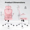Infurnic Task and Office Chairs, Office Desk Chair with Adjustable Lumbar Support, Comfy Desk Chair for Home and Office, Pink, 27.2"*25.6"*40" - 4 of 4