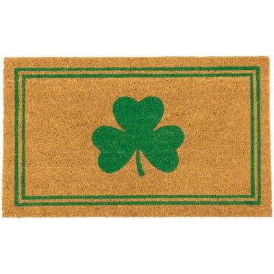 Northlight Natural Coir Shamrock with Stripes Outdoor Doormat 18" x 30"