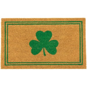 Northlight Natural Coir Shamrock with Stripes Outdoor Doormat 18" x 30" - 1 of 4