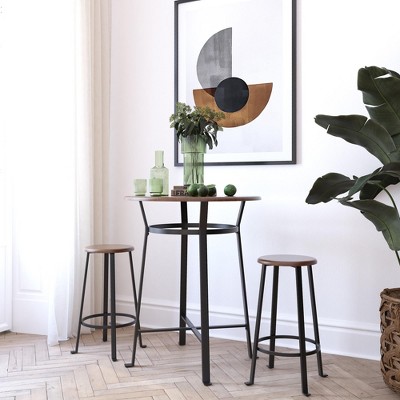 Montgomery 3-Piece Dark Mahogany and Black Round Dining Set