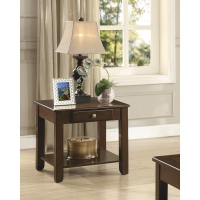 Anybear Contemporary End Table with Drawer and Shelf Dark