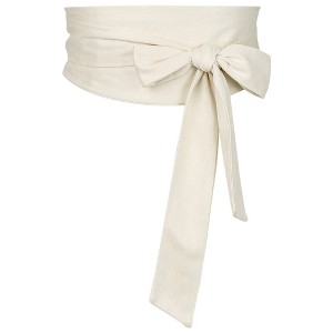 INSPIRE CHIC Women's Solid Bowknot Self Tie Wrap Wide Sash Waistband Belt 1 Pc - 1 of 4