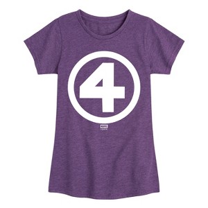 Girls' - Marvel - Fantastic Four Logo White Fitted Short Sleeve Graphic T-Shirt - 1 of 4
