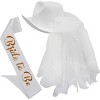 Bride Cowgirl Hat with Veil & Sash - Women White Cowboy Hat Bachelorette Party, Bridal Shower Dress Up by 4E's Novelty - 2 of 4