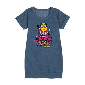 Girls' - Despicable Me Minions - Groovy Since Forever Graphic Short Sleeve Fleece Dress - 1 of 4