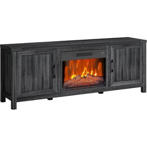 Jojoka Electric Fireplace TV Stand for TVs up to 67  with 23  Remote Fireplace Rustic Wood Storage Cabinets, Black - 1 of 4