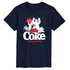 Men's - Coca Cola - Happy Holidays Sledding Short Sleeve Graphic T-Shirt - 1 of 4