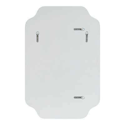 White Scalloped Rectangular Wood Vanity Wall Mirror, 24x36