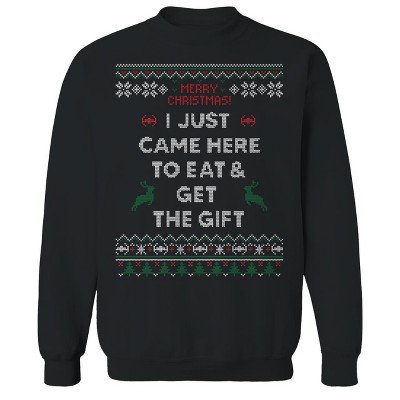 Rerun Island Men's Eat And Run Christmas Long Sleeve Graphic Cotton Pullover Sweatshirt