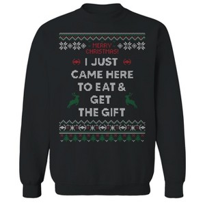 Rerun Island Men's Eat And Run Christmas Long Sleeve Graphic Cotton Pullover Sweatshirt - 1 of 1
