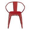 Emma and Oliver Metal Indoor-Outdoor Stacking Chair with Vertical Slat Back, Arms and All-Weather Polystyrene Seat - 3 of 4