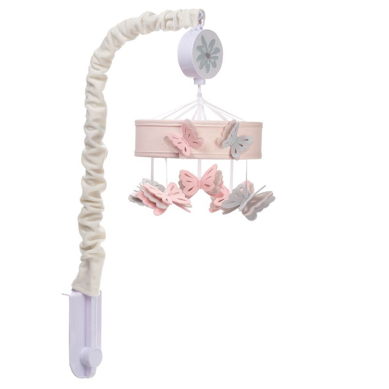 Lambs & Ivy Baby Blooms Pink Butterfly Musical Baby Crib Mobile Soother Toy, 4 of 8