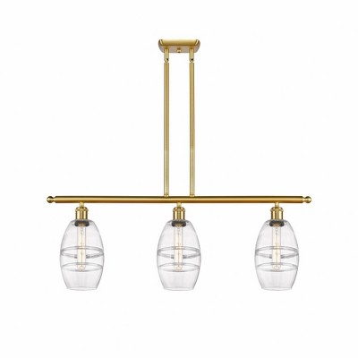 Vaz - 3 Light Stem Hung Island In Industrial Style-8.63 Inches Tall and 36 Inches Wide