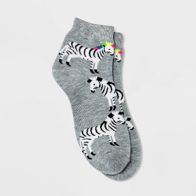 Women's Rainbow Zebra Ankle Socks - Xhilaration™ Heather Gray 4-10