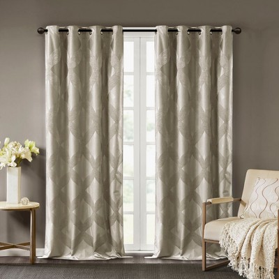 VYNXARIA 50*84" Ogee Knitted Jacquard Total Blackout Curtain Panel,taupe(Only 1 Pc Panel)