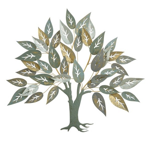 Lilian Earthy Leaflets Metal Tree Wall Sculpture Green - Stylecraft ...