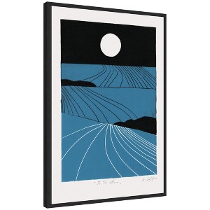 Kate & Laurel All Things Decor 23"x33" Sylvie Folk To The Moon Linocut Framed Canvas by Giuliana Lazzerini Black - 1 of 4
