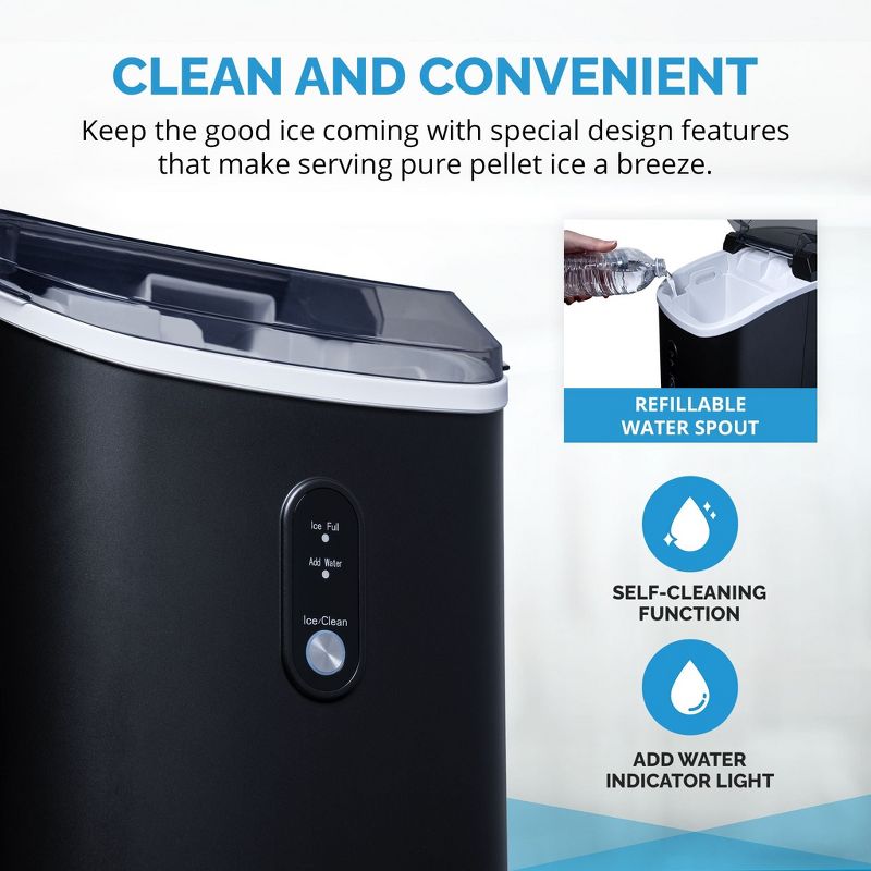 Newair 26 lbs. Nugget Countertop Ice Maker with Soft Chewable Pebble Ice, Self-Cleaning, Perfect for Home, Kitchen, Office, 3 of 17