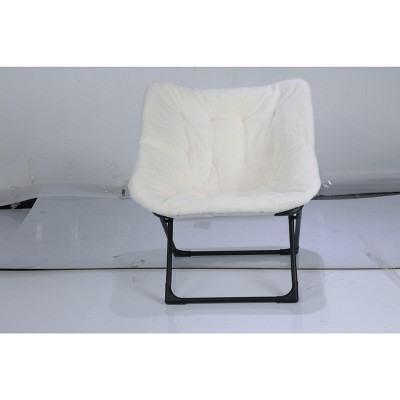 Foldable Living Room Chairs, Faur Fur Soft Lounge for Bedroom, Dorm, Metal Frame Reading Chairs
