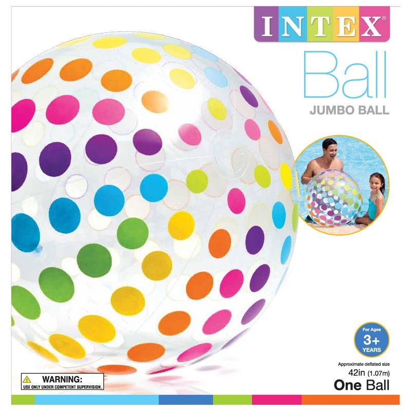 Intex Jumbo Inflatable Glossy Big Polka-Dot Colorful Giant Beach Ball (32 Pack), 3 of 7