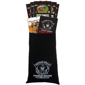 Buffalo Bills 7-Piece Low Carb Beef Jerky Sampler Black Velour Wine Gift Bag (2 carbs or less) - 1 of 4