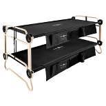 Disc-O-Bed Large Camo-O-Bunk 2 Person Bench Bunked Double Bunk Bed Cots with 2 Side Organizers and Carry Bags for Outdoor Camping Trips, Black