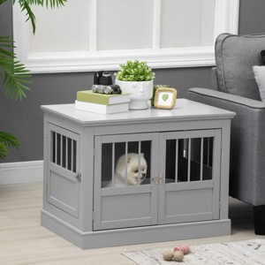 LAOTIES Wooden Dog Crate Furniture with Triple Doors,Indoor End Table Kennel for Small Dogs up to 22 lbs,Steel Frame - 1 of 4
