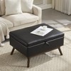 Okak Square Storage Ottoman Bench Coffee Table Wooden Legs Upgrade Large Capacity Upholstered Foot Rest for Living Room, Hallway,Bedroom, Black - 4 of 4