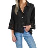 Women's Floral Lace Bell Sleeve Hollow - Out Blouse, Button - Down Collared Shirt with Crochet Detailing - 2 of 2