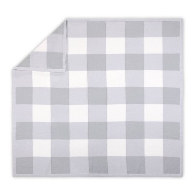 The Peanutshell Farmhouse Check Soft Baby Blanket, Gray