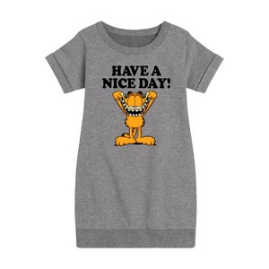 - Garfield - Have A Nice Day Graphic Short Sleeve Fleece Dress - 1 of 4