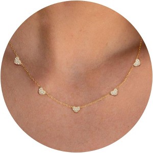 Dainty Charm Necklace for Women, 14K Gold/Silver Plated with Multiple Symbolic Charms - 1 of 4