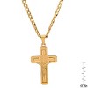 Steeltime 24" Men's stainless steel cross with St. Benedict pendant with greek key accents. Color Options: Silver, Gold - 3 of 4
