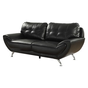 Dechant Contemporary Tufted Leatherette Sofa Black - ioHOMES