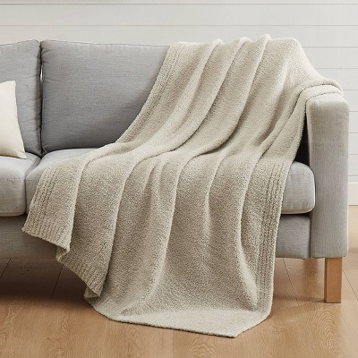 50"x70" Oversized Cozy Knit Throw Blanket Beige - Truly Soft: Polyester, Soft Touch, Machine Washable