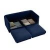 DOMETOUR Blue Chenille 2-Seater Sofa with Storage, Cylindrical Backrest & Armrests, Modern Fabric Loveseat - 3 of 4
