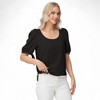 Anna-Kaci Women's Short Puff Sleeve Blouse with Scoop Neckline and Tie Cuff Detail for a Feminine Everyday Look - 2 of 4