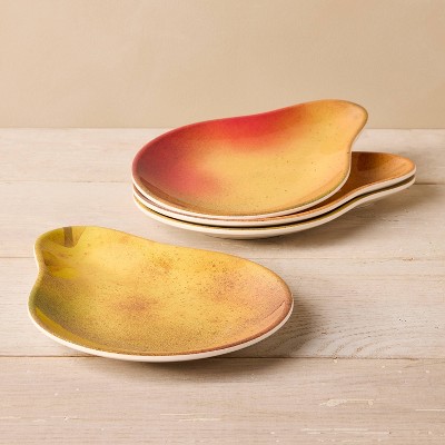 4-Pack Pear Shaped Melamine Dessert Plates in Fall Colors