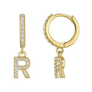 Junior Jewels 14K Gold Over Sterling Silver Cubic Zirconia Initials Drop Earrings - 1 of 2