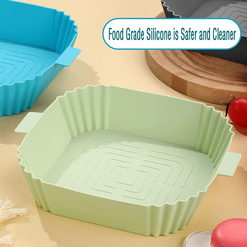 EBF Home Silicone Air Fryer Liners, 4Pcs Airfryer Liners Silicone Reusable Square Liners, Food Safe Air Fryer Liners, Air Fryer Accessories, 5 of 7