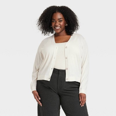 Women's Button-front Cardigan - A New Day™ Cream 3x : Target