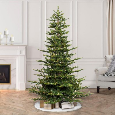 Pre-Lit Slim Aspen Fir Artificial Christmas Tree | 350 UL Clear Lights, Metal Stand