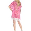 LA LEELA Women's Summer Vacation Holiday Wear Open Front Boho Beach Beachwear Duster Cardigan - 2 of 3