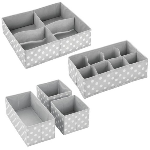 Mdesign Fabric Nursery Divided Drawer Organizer, Set Of 5, Gray/white ...