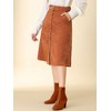 Allegra K Women's High Waist Solid Button Front A-Line Belted Corduroy Midi Skirt - 4 of 4