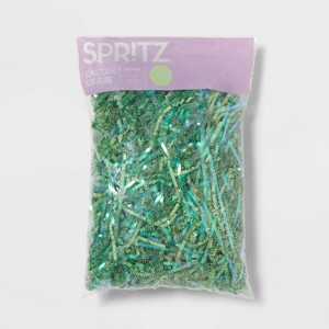 3oz Crinkle Easter Basket Grass Iridescent Green - Spritz™ - 1 of 3